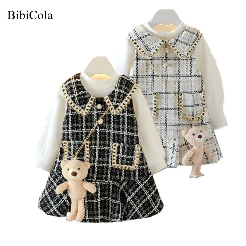 

Комплект одежды для маленьких девочек, классическое кружевное платье в клетку с жилетом с длинными рукавами элегантные костюмы из 2 предмет...