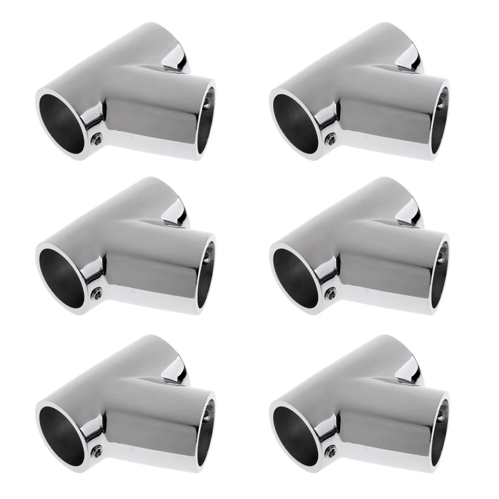 

6pcs Marine Stainless Steel Boat Hand Rail 60 Degree T Fitting 7/8" Tube