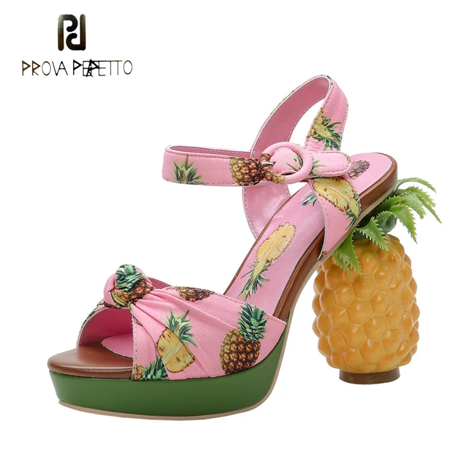 Prova Perfetto/розовые босоножки на платформе с принтом Женская летняя обувь высоком