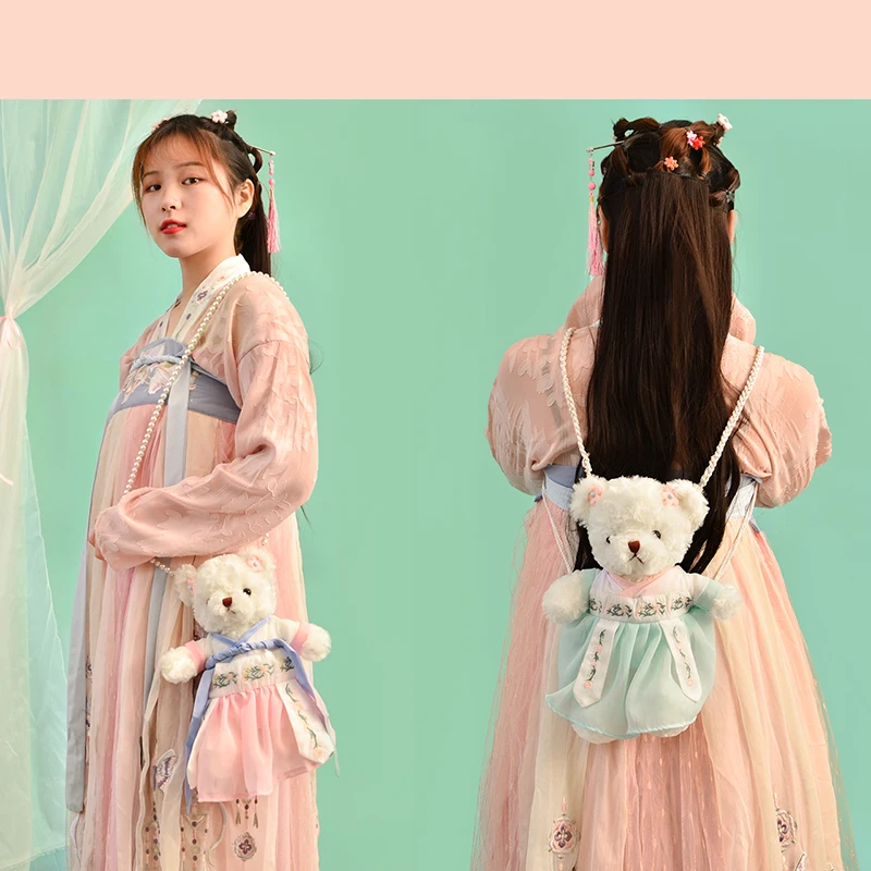 Китайская Ретро плюшевая сумка с медведем рюкзаки ручной работы мультяшными