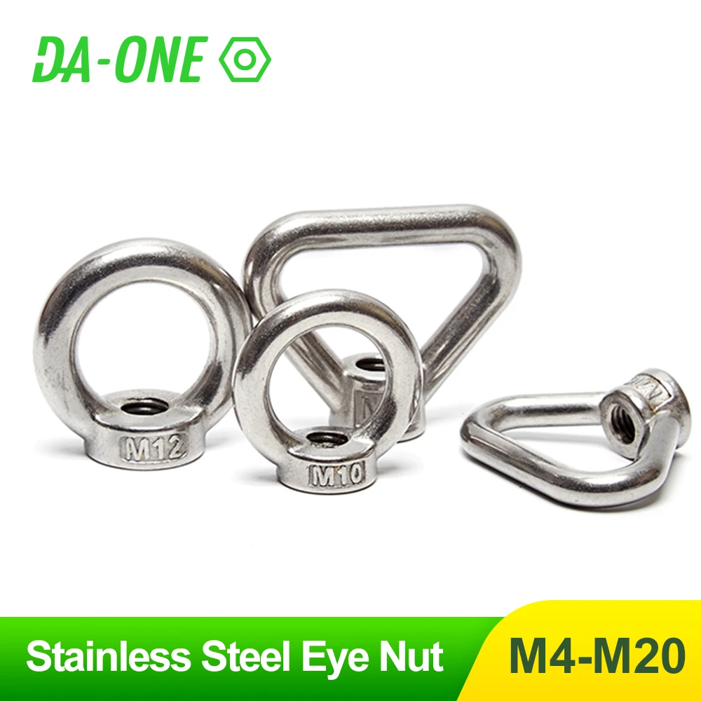 

1/2/5/10pcs M3 M4 M5 M6 M8 M10 M12 Eye Nut Stainless Steel Marine Lifting Eyenut Ring Nuts Loop Hole For Cable Rope Lifting