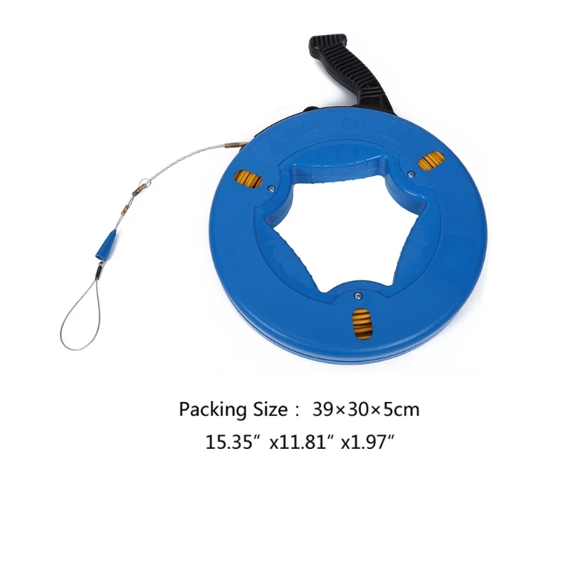 

Wire Puller Fish Tape Glass Fiber Electrician Reel Pull Wires Cable Hand Puller Spring-Steel Fishtape Blue