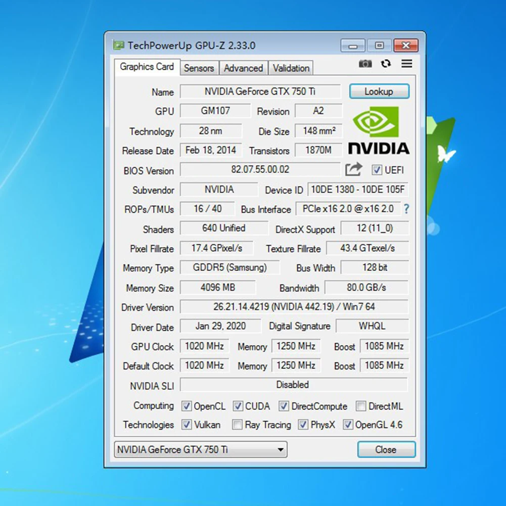 Видеокарта GTX750Ti для настольного компьютера 2 0 бит GDDR5 NVIDIA PCI-Express | Компьютеры и