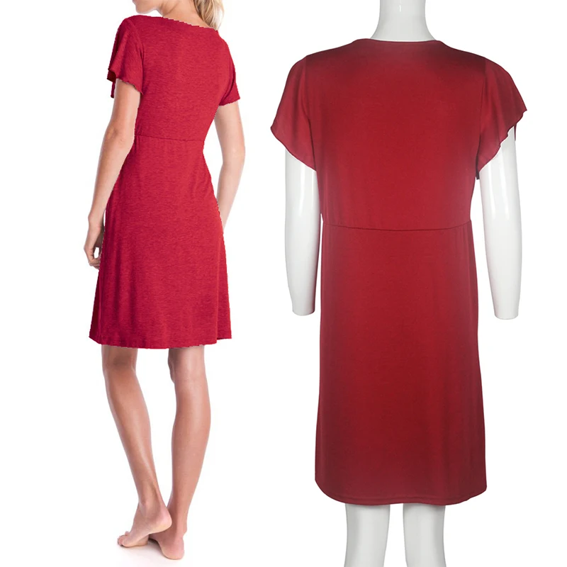 Pijama de encaje para lactancia materna, ropa de dormir con cuello en V, Mini camis&oacute;n de maternidad, de verano-3