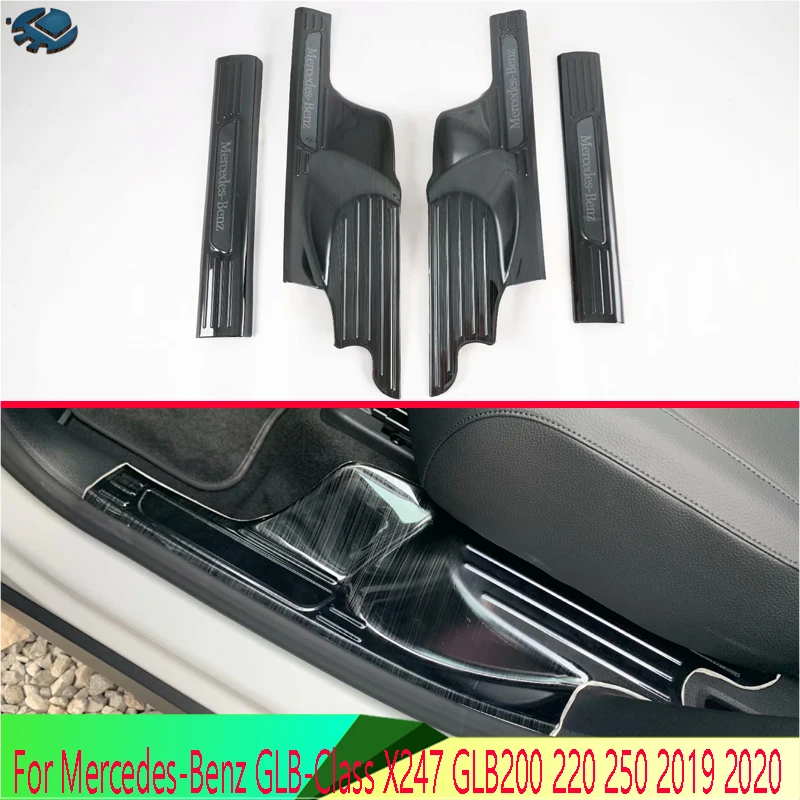 For Mercedes-Benz GLB-Class X247 GLB200 220 250 2019 2020 Inner Inside Door Sill Panel Scuff Plate Kick Step Trim Cover
