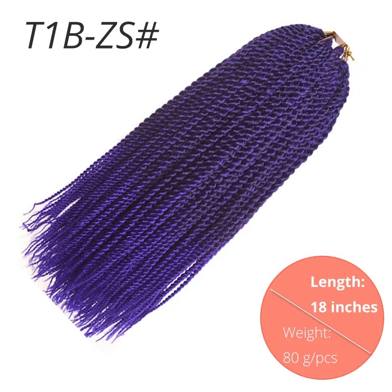 T1B/фиолетовый AISI BEAUTY Ombre Senegalese завивка, плетение волос 14 18 24 дюймов Синтетические косички для наращивания крючком наращивание волос Черный Коричневый Женский - Цвет: T1B/фиолетовый
