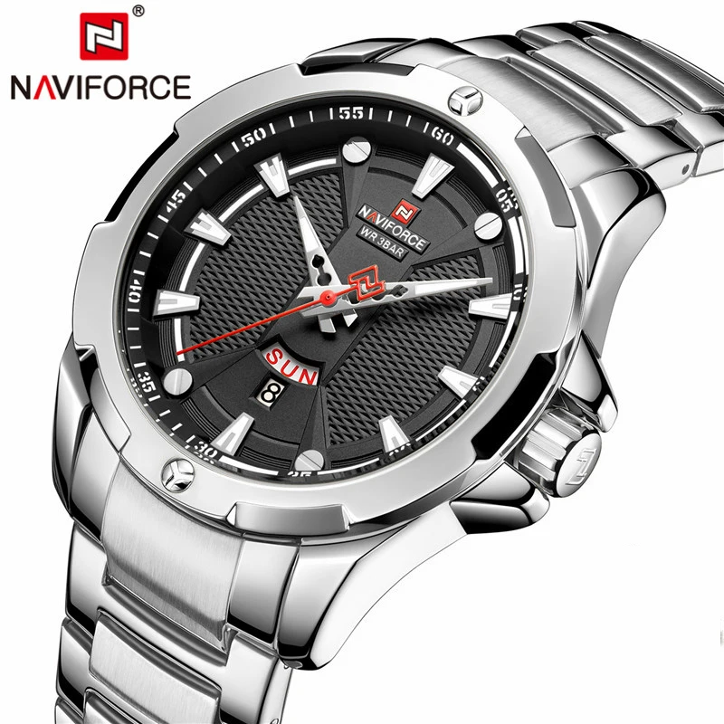 Часы NAVIFORCE Мужские Аналоговые из нержавеющей стали водонепроницаемые кварцевые