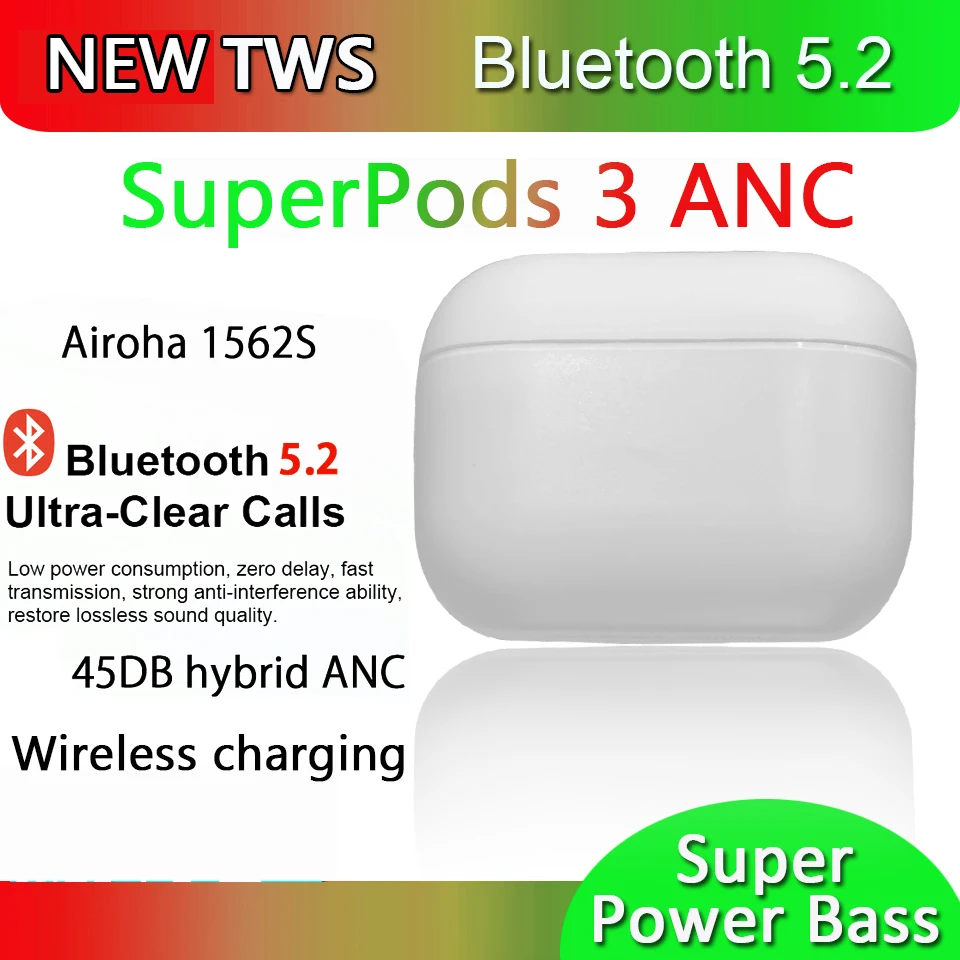 

Superpods 3 Anc Wireless Bluetooth Earphone 45DB Airoha 1562s Earbuds Pk I900000 Tws I999999 Pro Max Air 3 Ear Buds Earphones