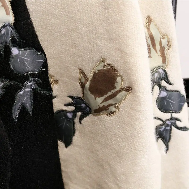 

Zoulv 2021 Winter Vintage New Out Wear Sweater Korean Students High-Waisted Pullovers Short Floral Embroidery Women Sweater