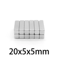 10 200 pcs 20x5x5mm cuboid block 2055 mm super strong n38 high quality rare earth magnets 20x5x5 neodymium magnet 20mm5mm5mm