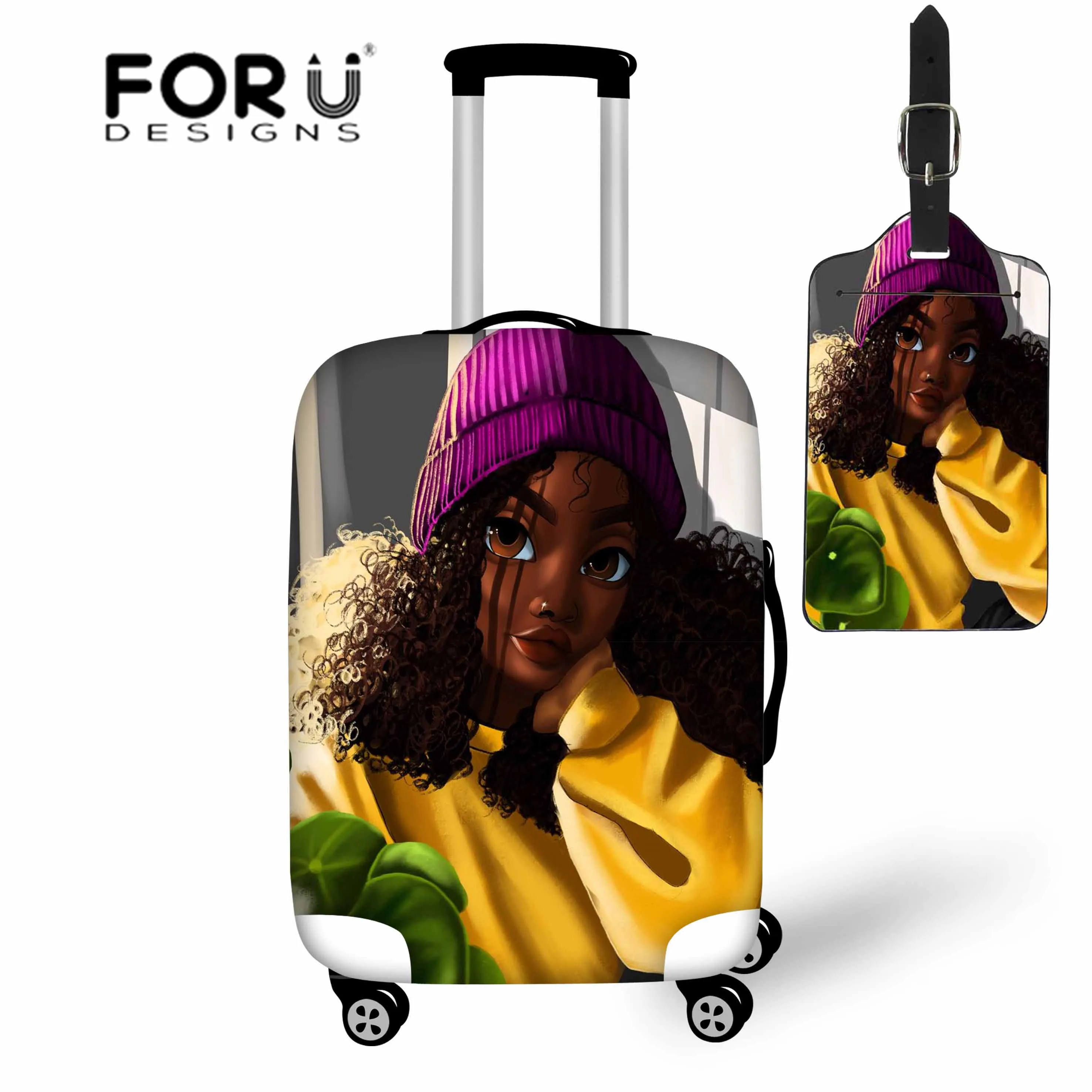 Чехлы для багажа от бренда forudesigns аксессуары путешествий чемодан черный арт