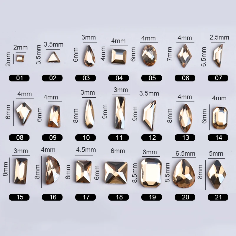 1 коробка цвета шампанского ноготь носорог смешанные размеры плоский задник