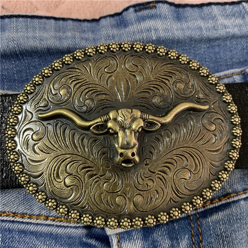 Розничная продажа Мужская овальная металлическая кружевная 3D бронзовая пряжка с