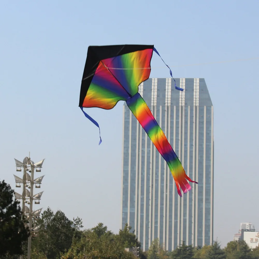 

105cm Kids Large Rainbow Delta Kite Cometas Infantiles Outdoor Toys Beach Fun Durable Rainbow Kite Children's Toy