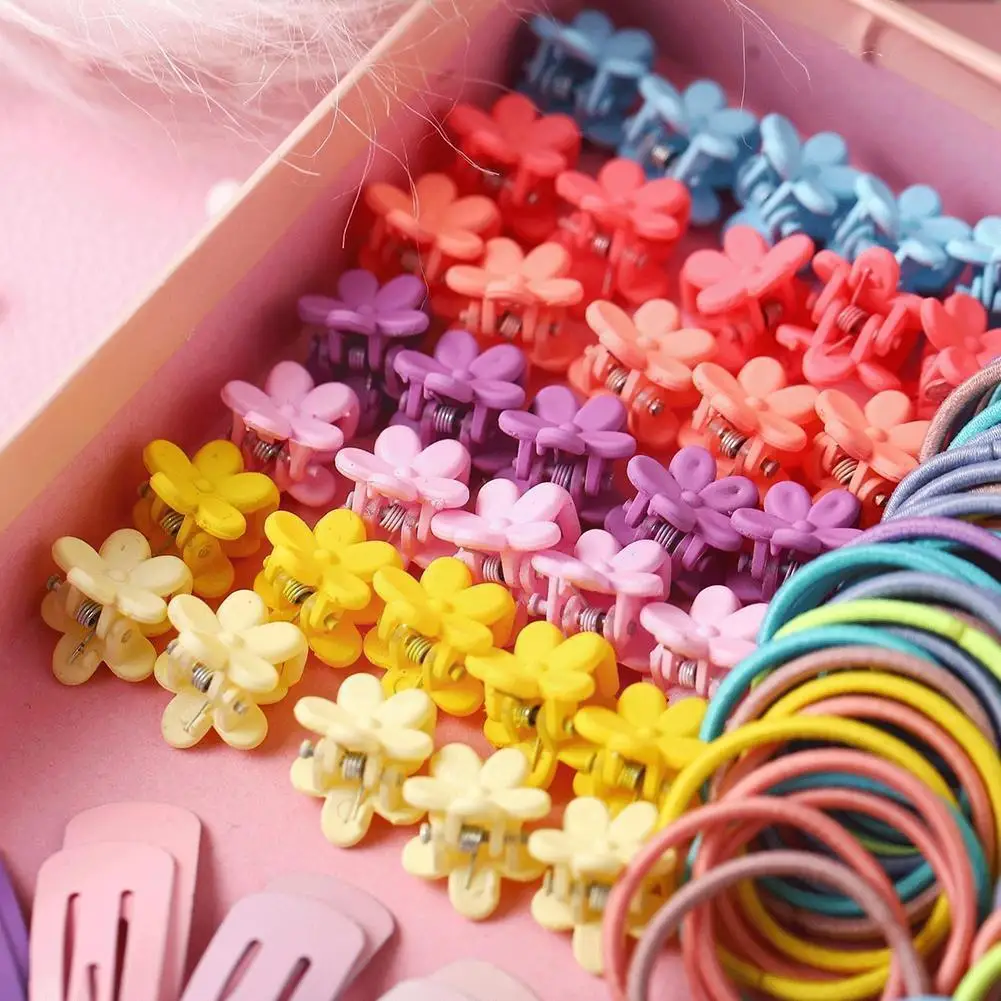 

Gift Box Set Girls Colorful Nylon Small Elastic Hair Hair Children Headband Kids Accessories Holder Scrunchie Ponytail Band A5v9