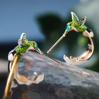 juwang 2022 new luxury hummingbird style earrings for women aaa cubic zirconia cute stud earrings fashion jewelry pendientes