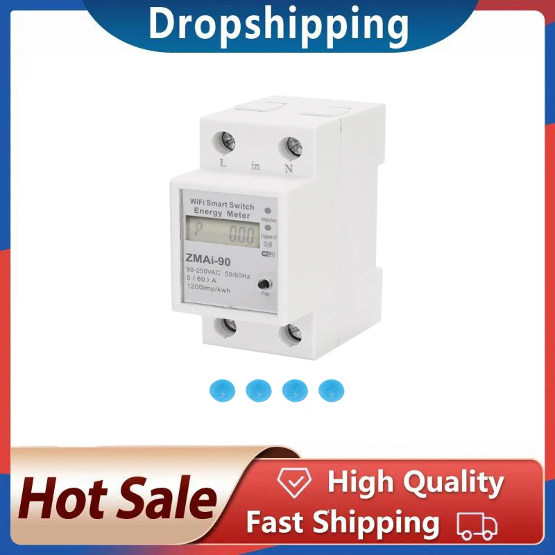 

WIFI Remote control Power Meter Din Rail Single-phase Meter Tuya Smart Energy Meter 110-250V Switch Control Tuya/smart Life app