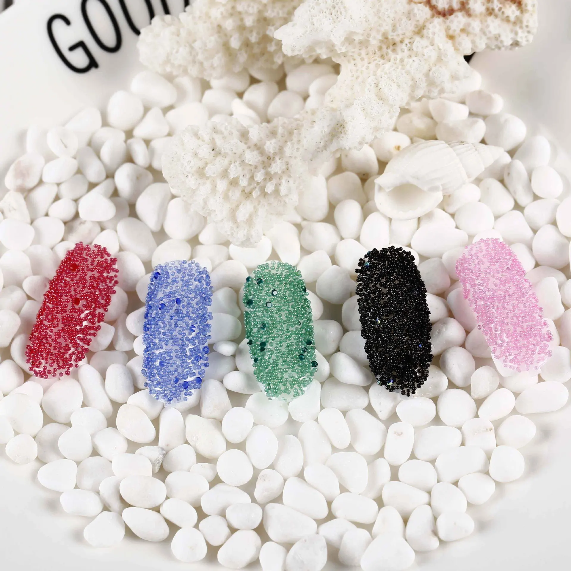 

2021 new nail caviar 1mm nail art small steel ball high-end bottled small jewelry 14 colors