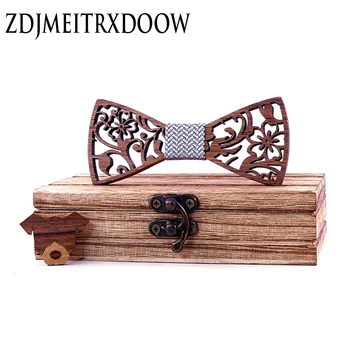 Apparel Accessories Men Boys Tie Wooden Bow Tie Kids Bowties Butterfly Cravat Wood Graduation Ties bowknot With Dog Brooch 1
