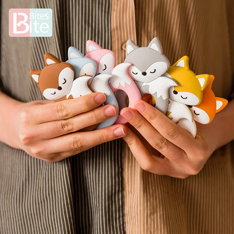 Bite Bites Baby Silicone Teether Rodent Silicone Animal Pacifier Teeth Pendant BPA Free Silicone Beads Chew Biter Children Goods
