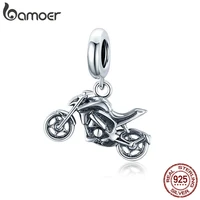 bamoer 925 sterling silver motorcycle original silver jewelry charm for original 3mm bracelet accessories diy charm make scc1712