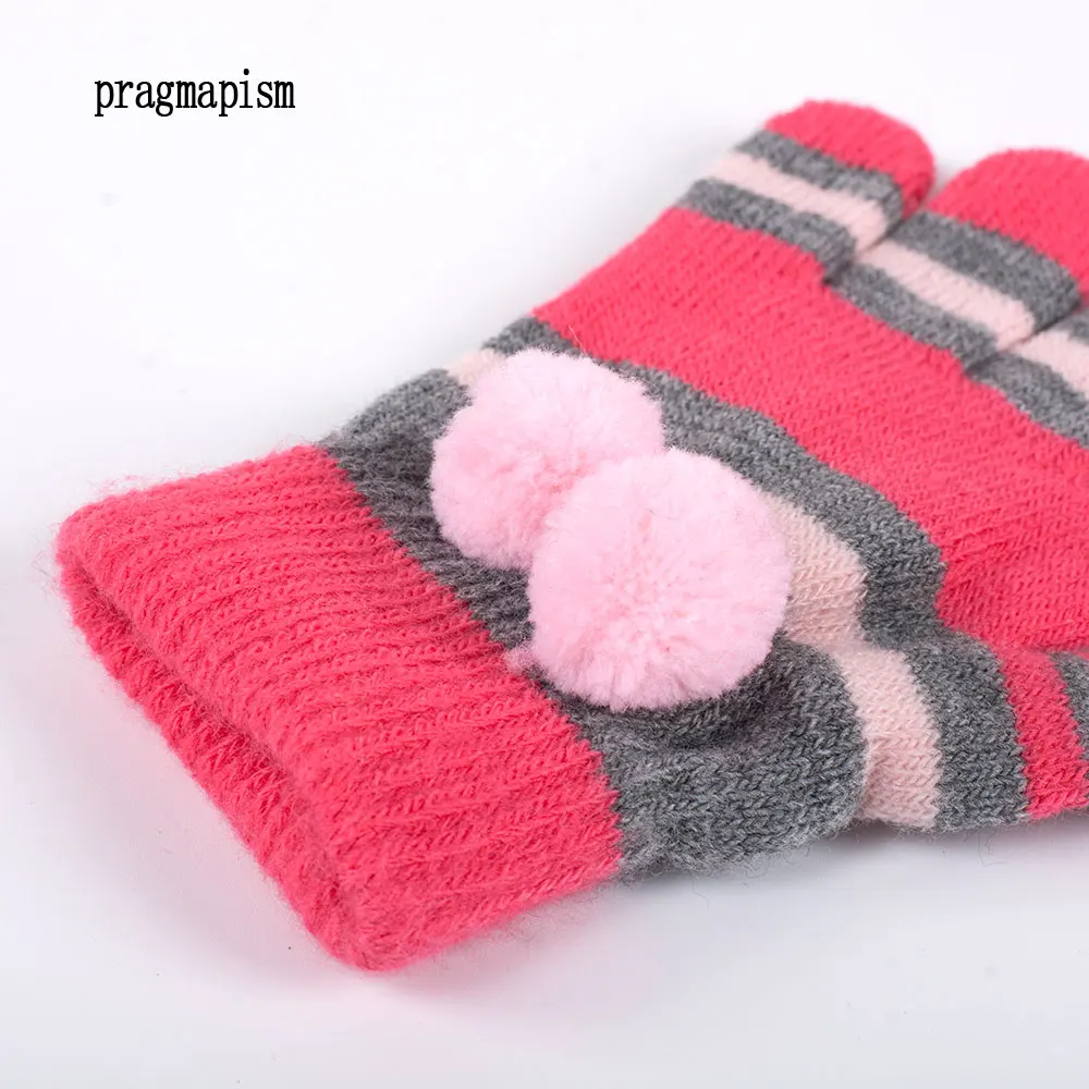 Мягкие Детские теплые осенне зимние перчатки для девочек модные вязаные с