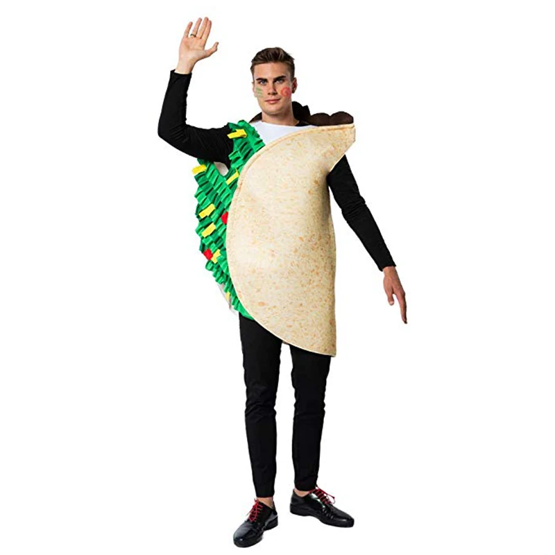 Taco Eraspooky Унисекс Забавный мексиканский Тако еда косплей костюм на Хэллоуин для взрослых мексиканский карнавал нарядное платье Рождественские наряды - Цвет: Taco