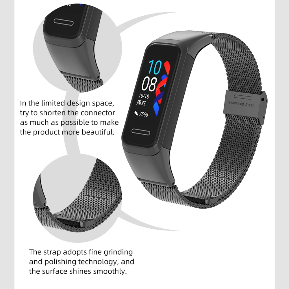 Ремешок для Huawei Band 4 металлический браслет из нержавеющей стали совместимый с Honor