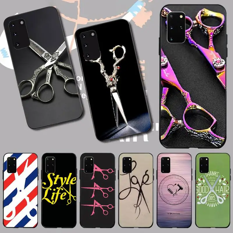 

NBDRUICAI Hair Stylist Scissors Brush Switch Cover Black Soft Phone Case for Samsung S20 plus Ultra S6 S7 edge S8 S9 plus S10 5G