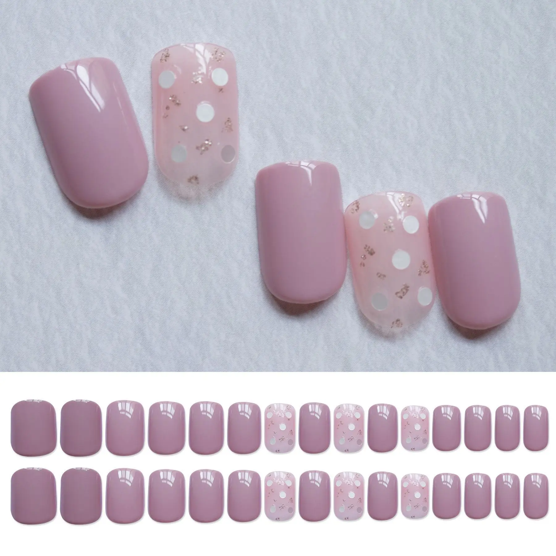 

6sets Reusable Artificial Full Cover Nails Art Fake Nail Tips Square Short Press on False Nials