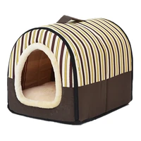 striped stars dog house kennel nest with mat portable pet dog bed cat bed house small medium dogs outdoor travel pet beds bag