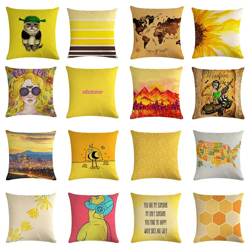 Мультфильм Человек подушка чехол с рисунком кота и цветочным принтом Наволочка