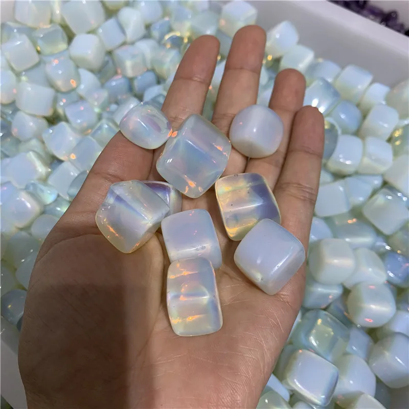 

wholesale prices 1000g white opal polished gem similar to cube reiki healing crystals square tumbled stone for home decoration