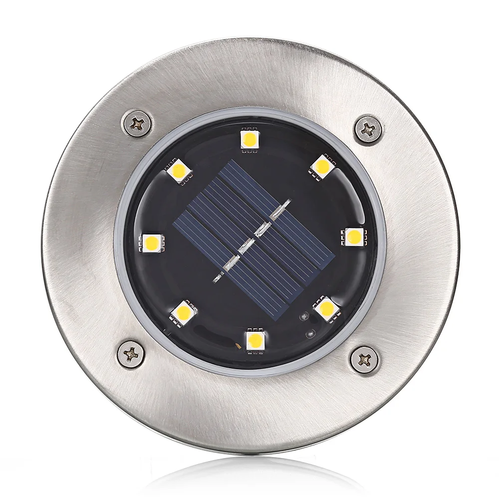 저렴한 4PCS 태양 지상 빛 8 LEDs 옥외 울타리 정원 훈장을위한 태양 강화한 IP65 방수 지상 램프