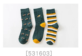 Caramella Men's Crew Socks Cotton Made Animal Jacquard Embroidery Socks Cotton 3 Pairs/Lot - Цвет: 5316031101
