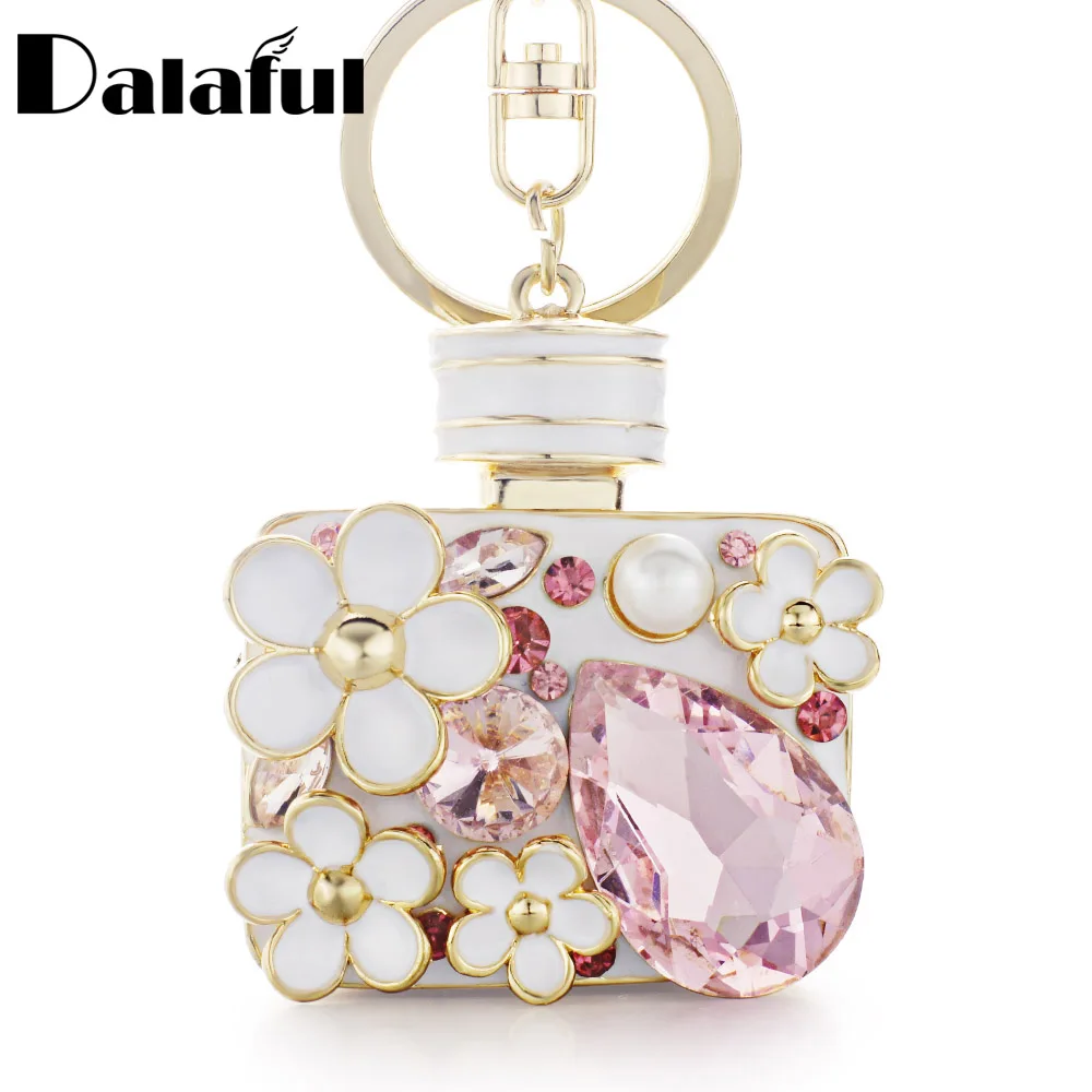 Dalaful, эмалированный цветок, стразы, бутылка, брелок, кристалл, сумка, подвеска для автомобиля, брелок, держатель, кольца для женщин, ювелирное изделие K314