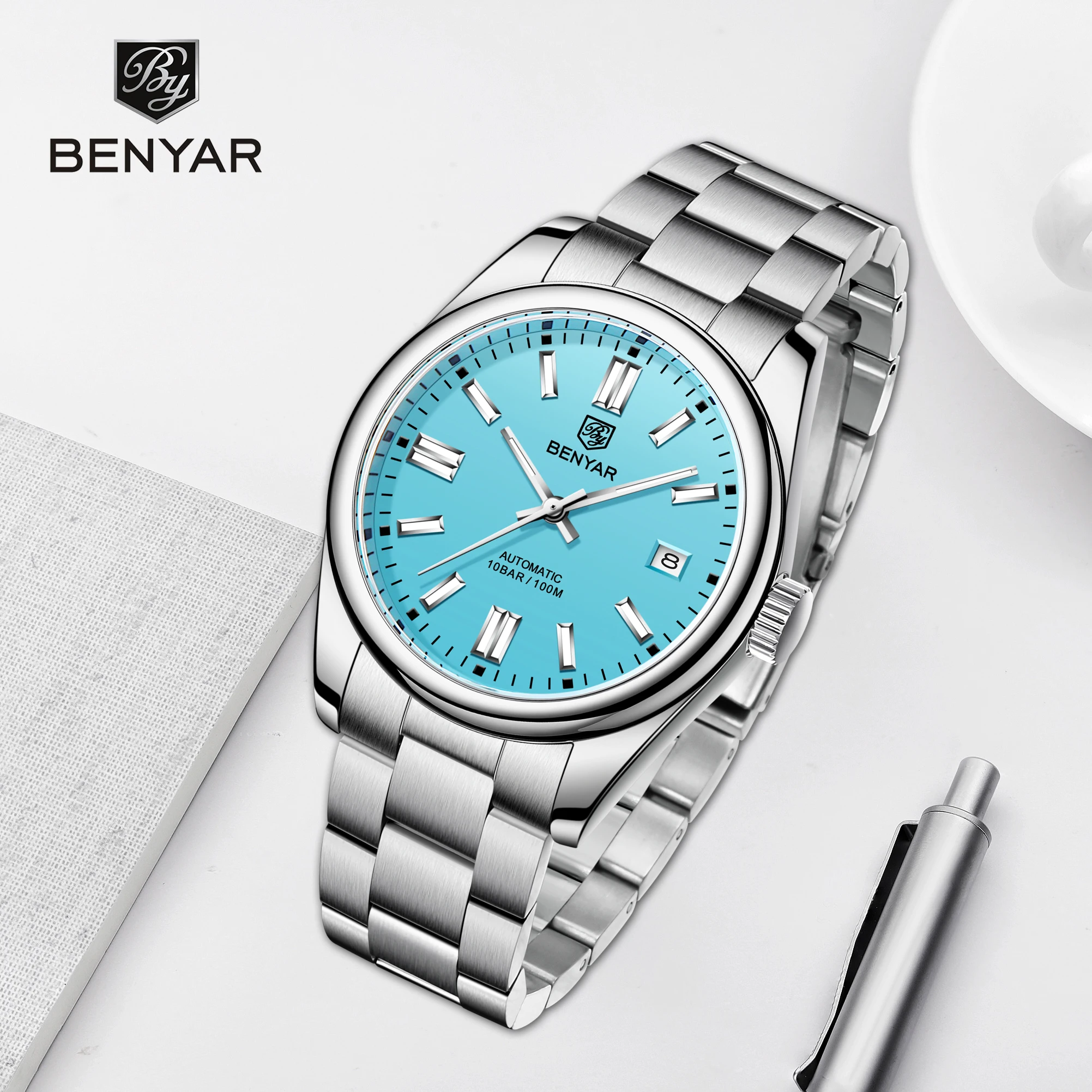 

2022 New BENYAR Men's Watches Luxury Brand Full Calendar Mechanical Automatic Watch For Men Leisure 100M Waterproof Reloj Hombre
