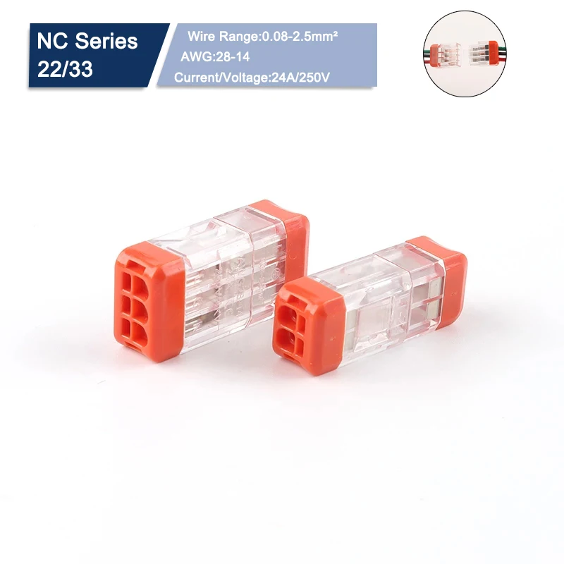 

10PCS Quick Docking Wire Connector Universal Compact Electrical Push-in Wiring Connectors PCT Butt Conductor Terminal Block
