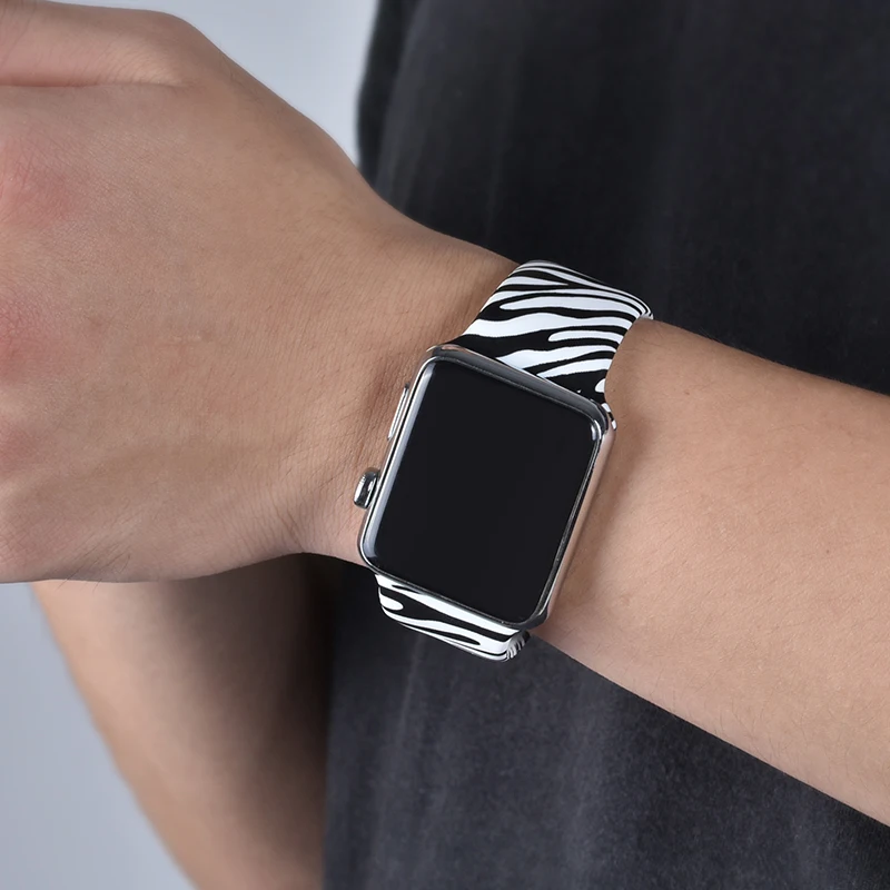 Цветочные полосы для Apple watch Series 5 4 3 2 1 40 мм 44 мм, силиконовый ремешок с принтом для iWatch Series 5 4 3 2 1 38 мм 42 мм