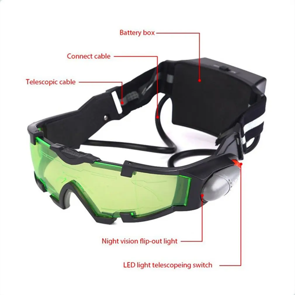 Eye Shield Hunting Night Goggles Green LED Lights Ergonomic Device Adjustable Elastic Band Children | Спорт и развлечения