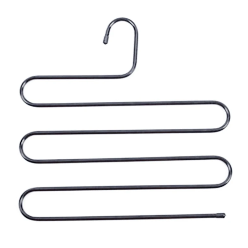 

Pants Hanger Multi-Layer S-Style Jeans Trouser Organizer Closet Carbon Steel Rack Space Saver for Tie Scarf Jeans Clothes