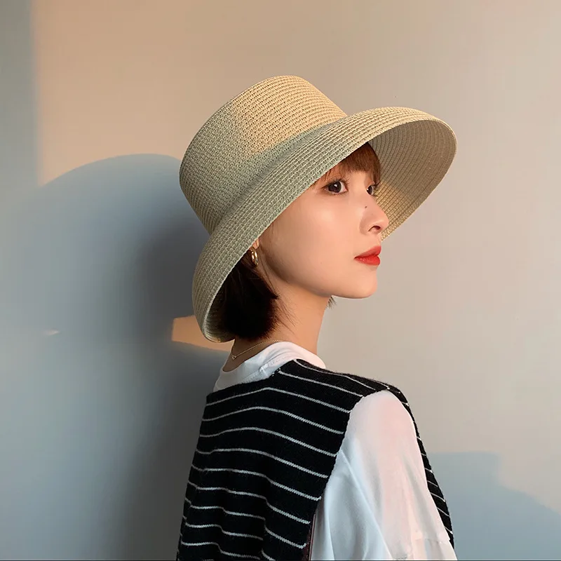 

2021 Summer Solid Hats Womens Designer Straw Hat Summer Beach Sun Hat Lady French Retro Wide Brim Fashion Brand Female Hat