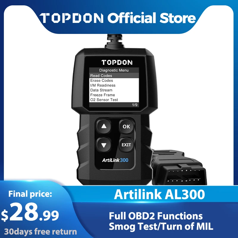 Инструмент для диагностики автомобиля Topdon AL300 OBD2 сканер с полной поддержкой OBDII