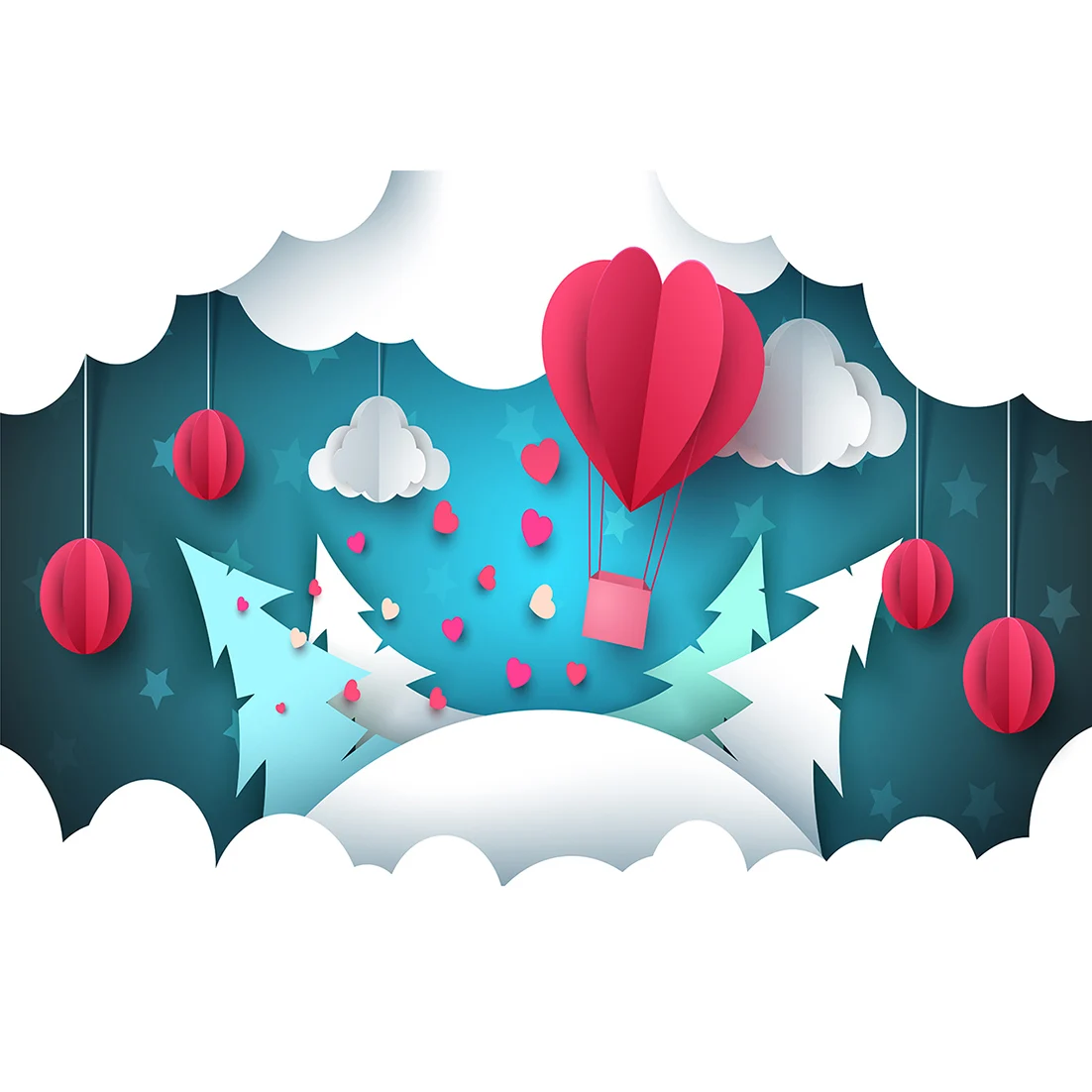 Рождественская елка сердца облако декор Фотография фон виниловая ткань фото