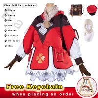 genshin impact klee cosplay costume maid dress wig backpack girls lolita dress woman outfit school girl uniforms free keychain