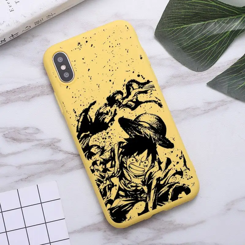 

one pieceanime fashion design art luxury protective Phone Case Candy Color for iPhone 6 7 8 11 12 s mini pro X XS XR MAX Plus