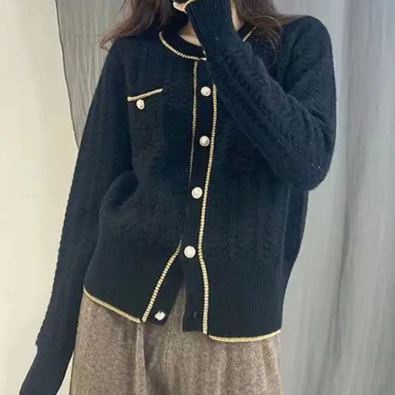 

Autumn And Winter 2021 New Knitted Cardigans Small Fragrance Korean Fashion Slim Twisted Sweater Long Sleeve Tops Vetement Femme
