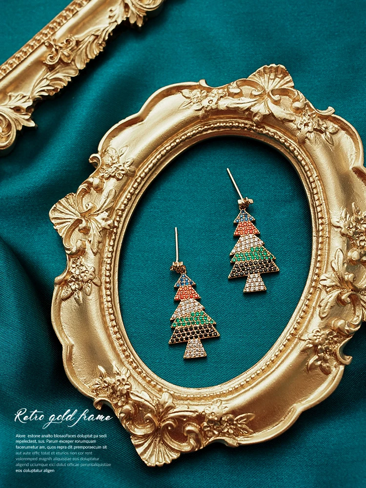 Фоторамка в стиле ретро Золотая мини-фоторамка для ювелирных изделий сережек