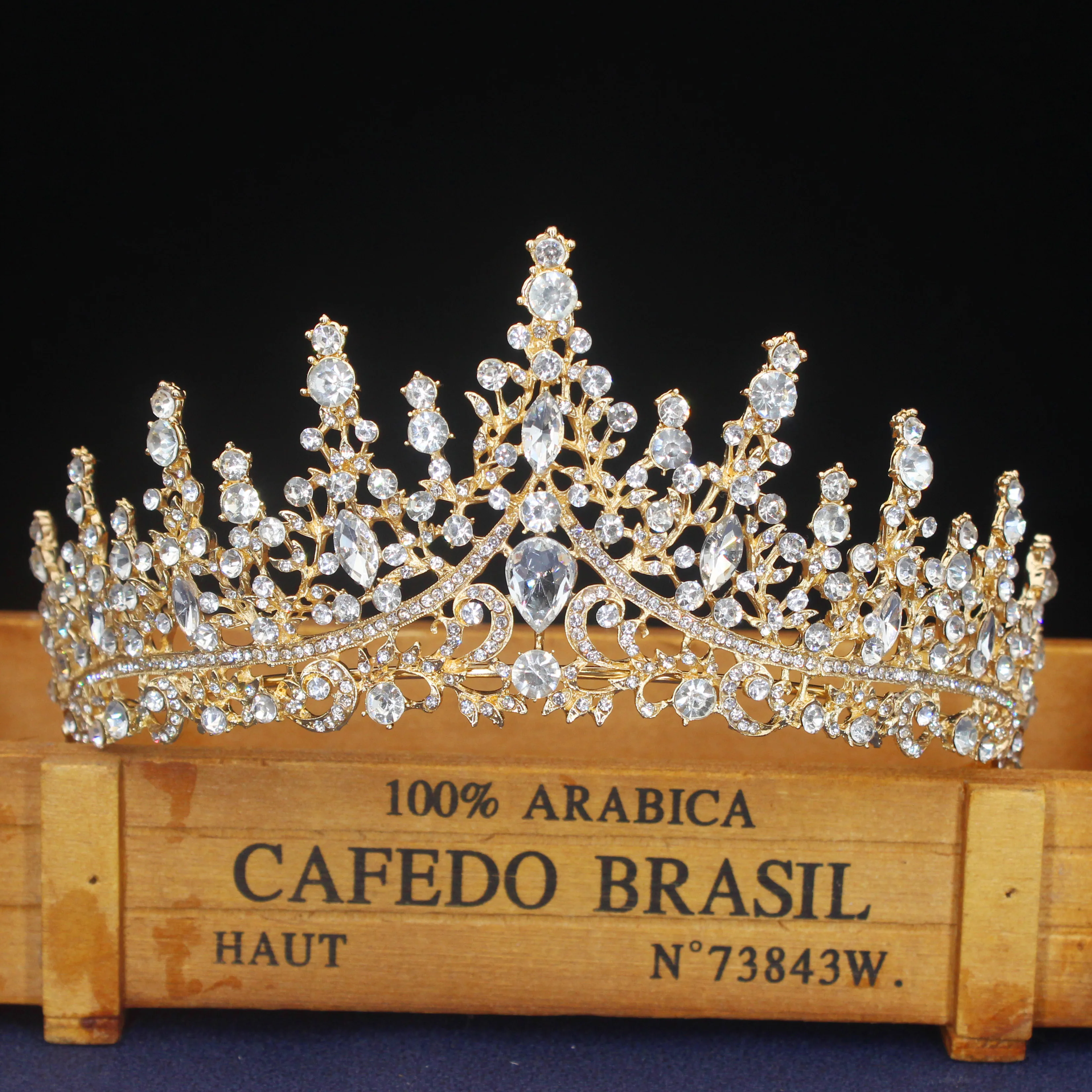 

Luxury Crystal Bridal Tiara Crown Gold Color Diadem Headpiece Tiaras for Women Bride Wedding Hair Jewelry Accessories