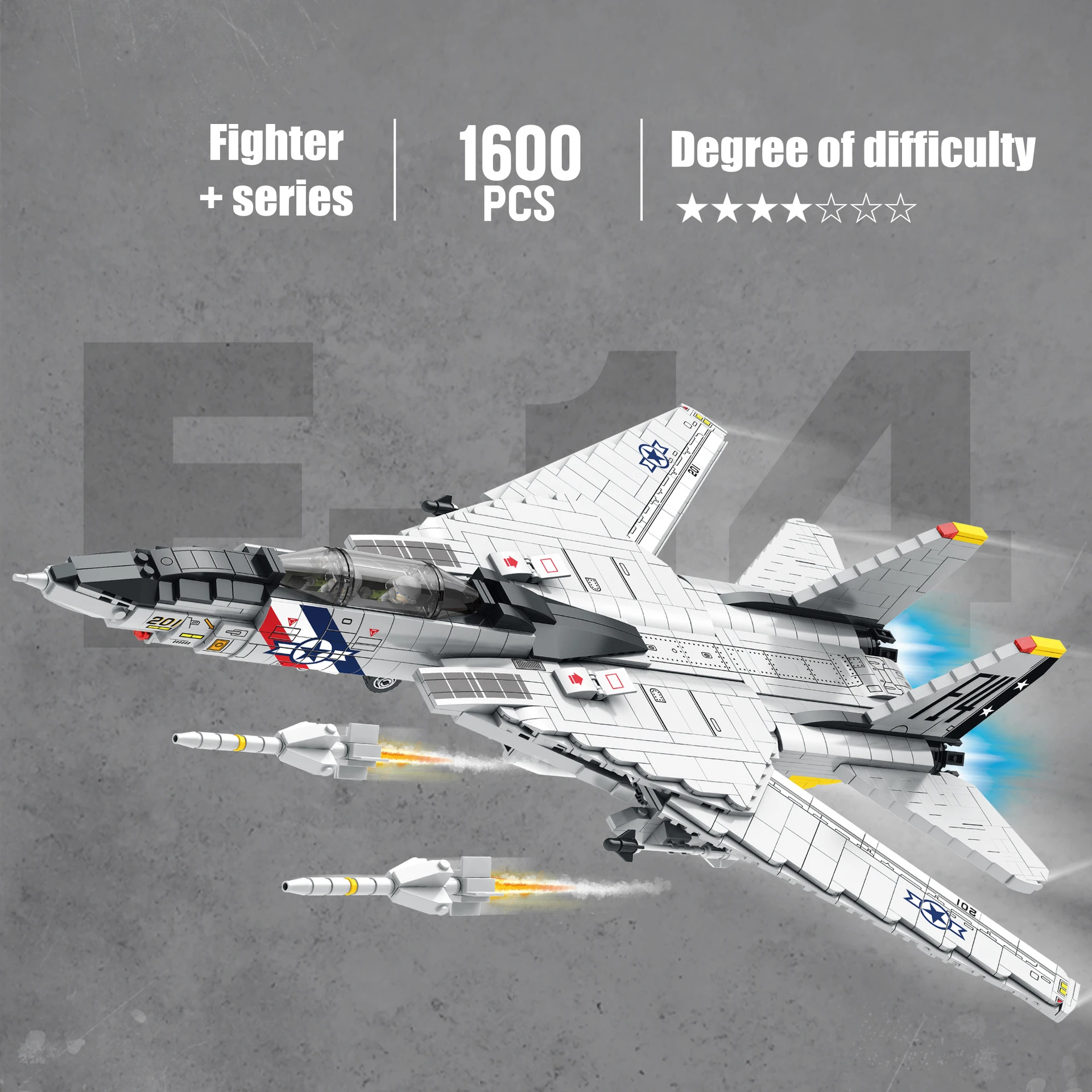 MOC Military Airplane F-14 Tomcat Fighter Model Building Blocks DIY Large Aircraft Bricks Educational Kids Toys Birthday Gifts | Игрушки и